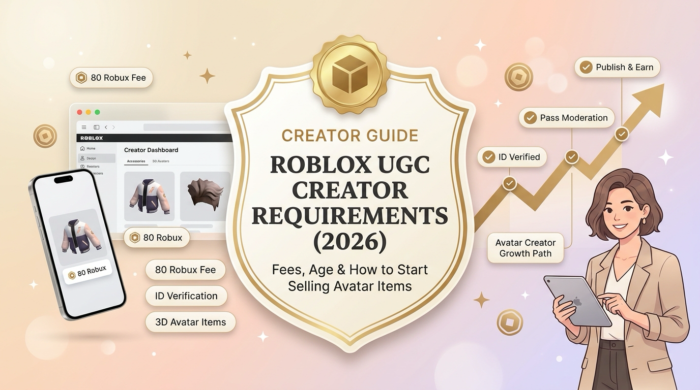 Roblox UGC Creator Requirements: Fees, Age & How to Start cover graphic