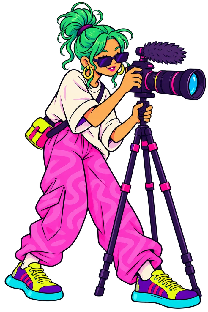 Creator with a camera on a tripod